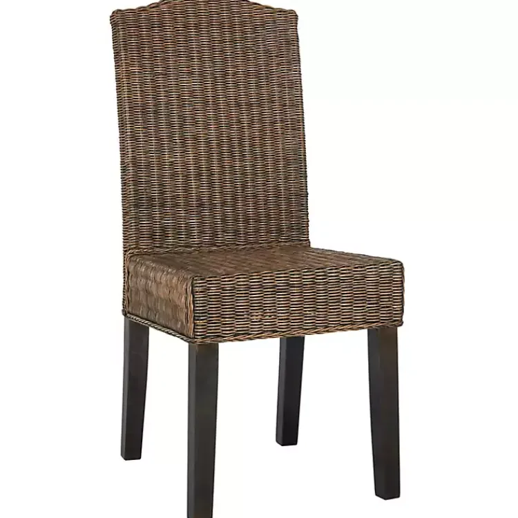 Dining Chairs-Kirklands Home Camelback Wicker Dining Chairs, Set of 2 Brown
