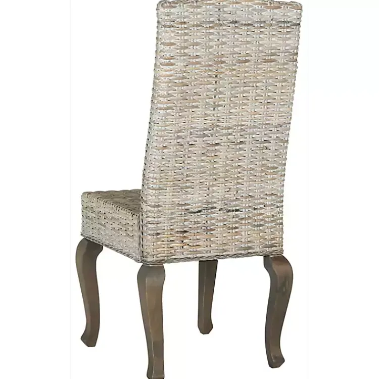 Dining Chairs-Kirklands Home Whitewashed Kubu Rattan Dining Chairs, Set of 2 Ivory