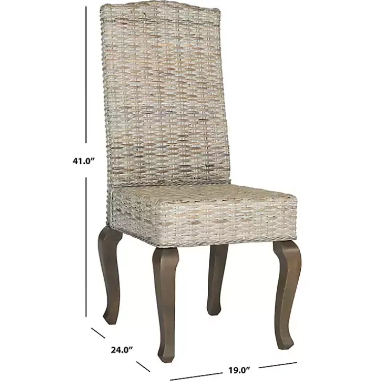 Dining Chairs-Kirklands Home Whitewashed Kubu Rattan Dining Chairs, Set of 2 Ivory