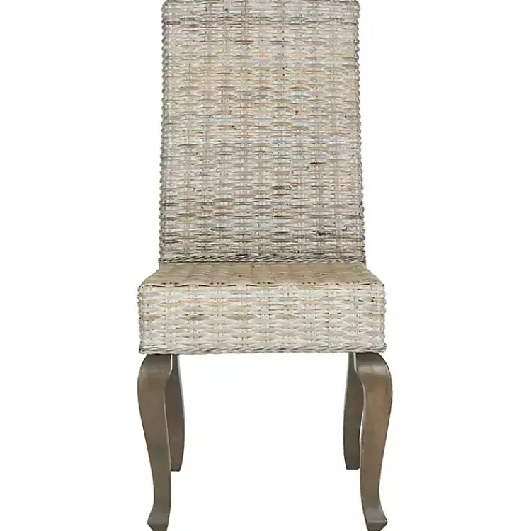 Dining Chairs-Kirklands Home Whitewashed Kubu Rattan Dining Chairs, Set of 2 Ivory