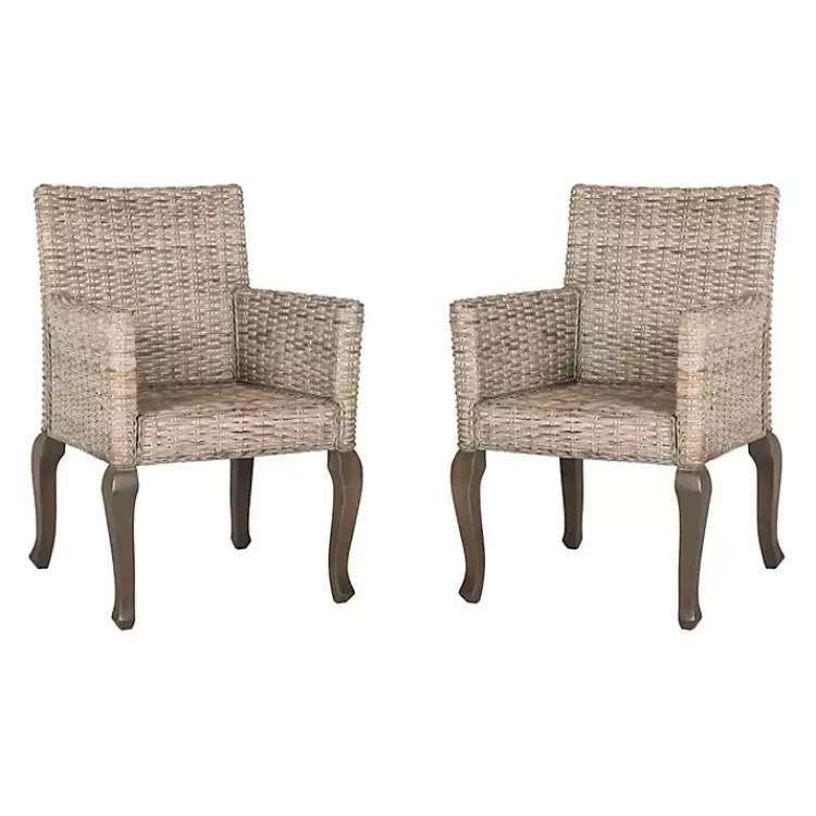 Dining Chairs-Kirklands Home White Rattan Curved Legs Dining Chairs, Set of 2