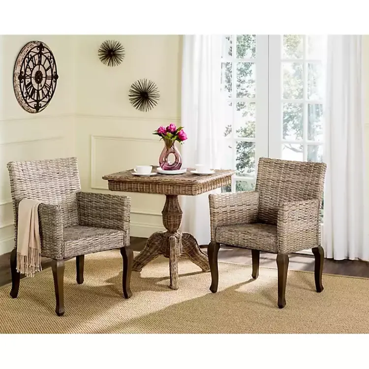 Dining Chairs-Kirklands Home White Rattan Curved Legs Dining Chairs, Set of 2