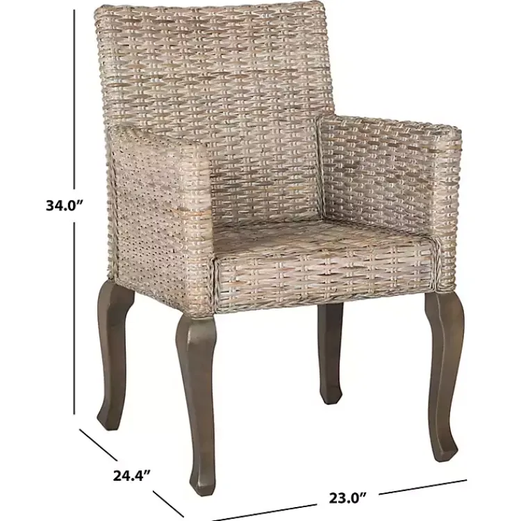 Dining Chairs-Kirklands Home White Rattan Curved Legs Dining Chairs, Set of 2