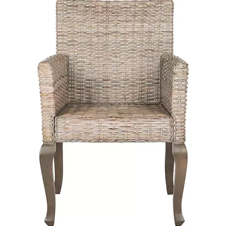 Dining Chairs-Kirklands Home White Rattan Curved Legs Dining Chairs, Set of 2