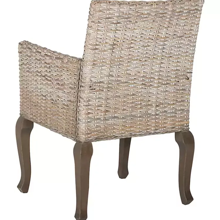 Dining Chairs-Kirklands Home White Rattan Curved Legs Dining Chairs, Set of 2