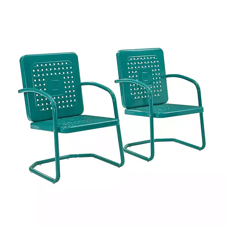 Outdoor Seating-Kirklands Home Retro Basket Weave Chairs, Set of 2 Blue
