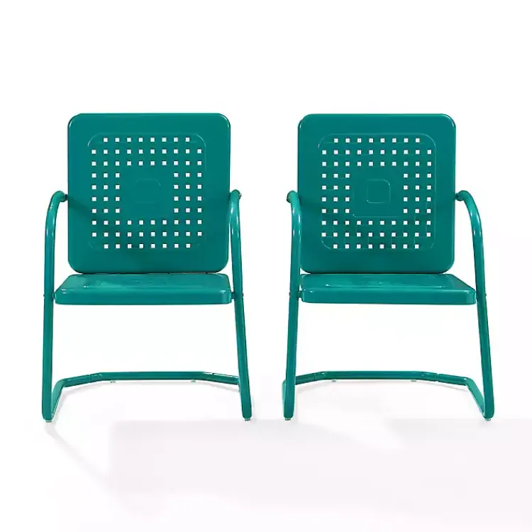 Outdoor Seating-Kirklands Home Retro Basket Weave Chairs, Set of 2 Blue