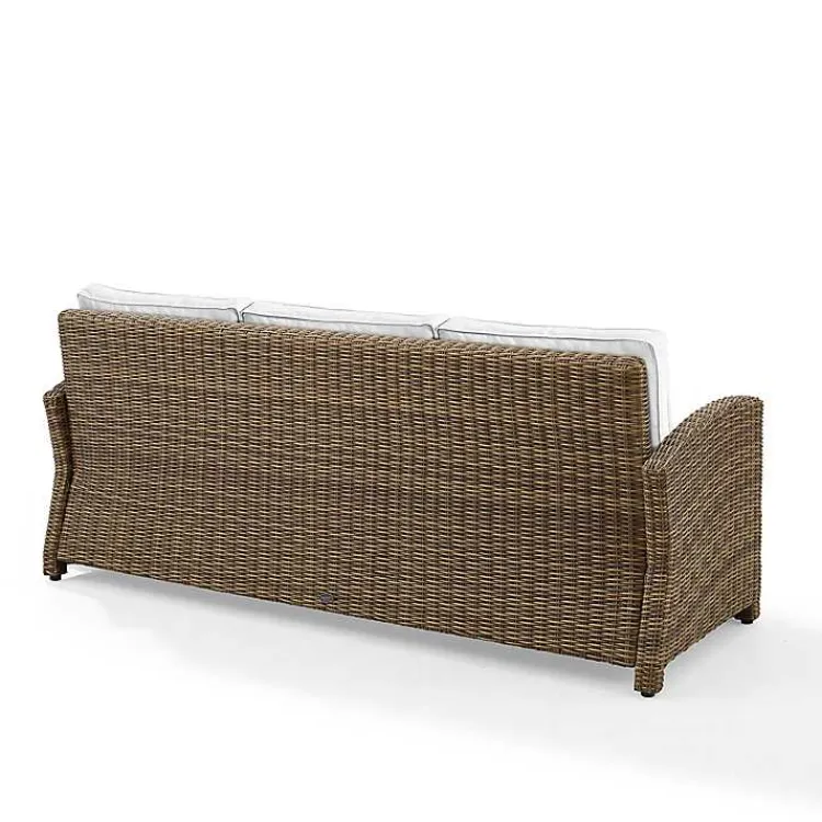 Outdoor Seating-Kirklands Home Bren Wicker Sofa with Sunbrella Cushions Brown
