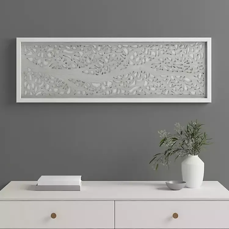 Wall Plaques-Kirklands Home Carved Wood Laurel Branches Panel Wall Plaque Gray