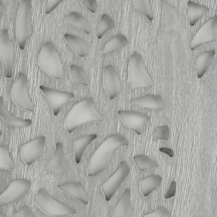 Wall Plaques-Kirklands Home Carved Wood Laurel Branches Panel Wall Plaque Gray