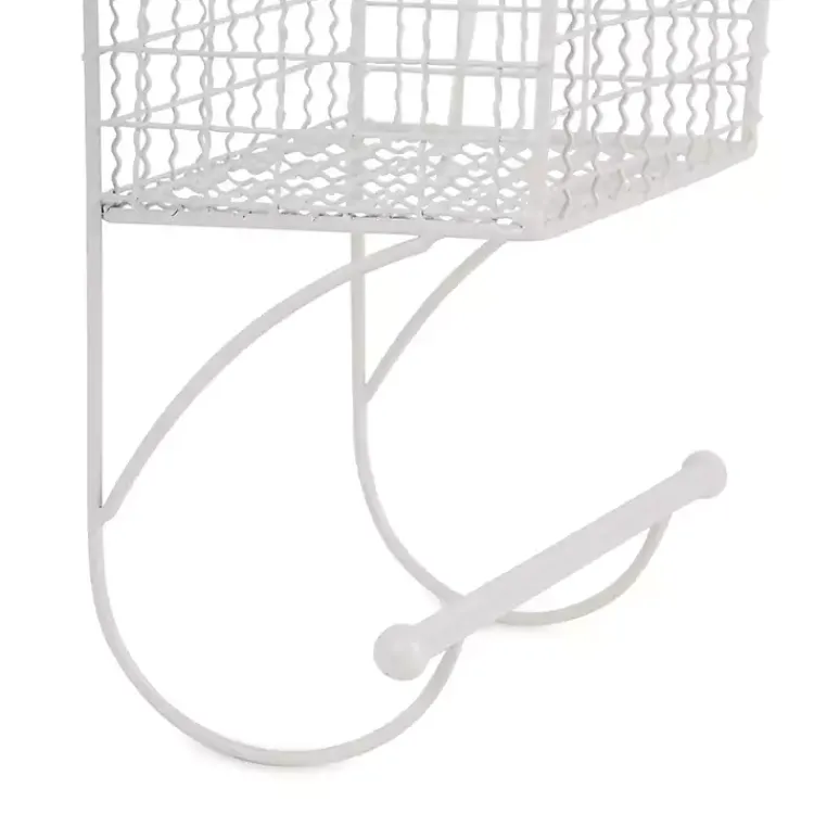 Wall Storage-Kirklands Home Antique White Wire Basket Towel Rack