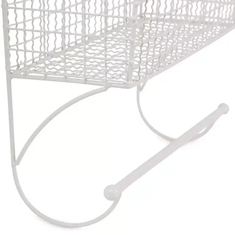 Wall Storage-Kirklands Home Antique White Wire Basket Towel Rack, 17 in.