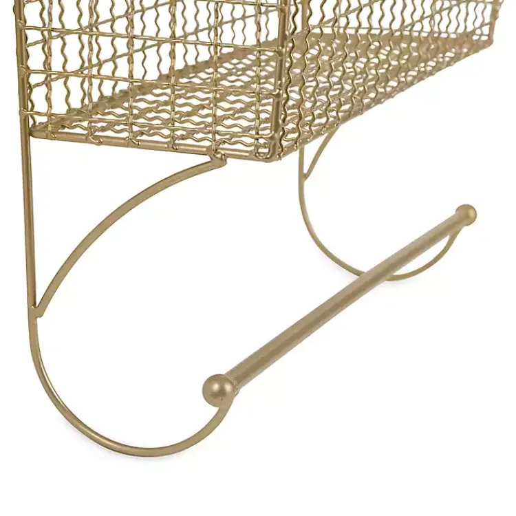 Wall Storage-Kirklands Home Antique Gold Wire Basket Towel Rack, 17 in.