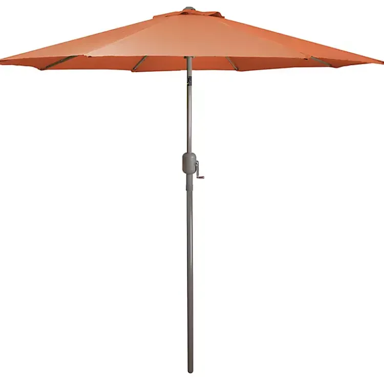 Outdoor Accent Furniture-Kirklands Home Orange Tilt Hand Crank Outdoor Umbrella
