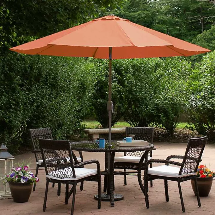 Outdoor Accent Furniture-Kirklands Home Orange Tilt Hand Crank Outdoor Umbrella