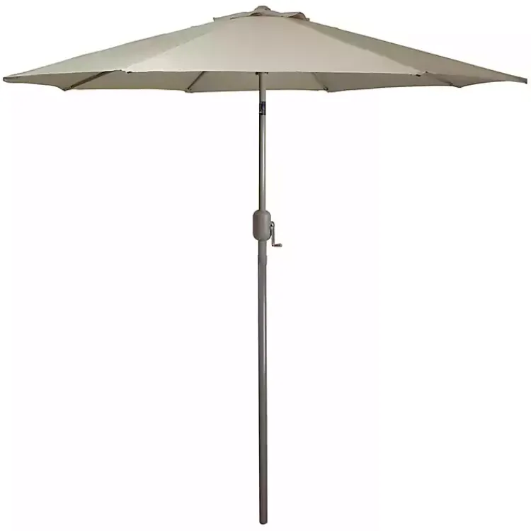 Outdoor Accent Furniture-Kirklands Home Taupe Tilt Hand Crank Outdoor Umbrella