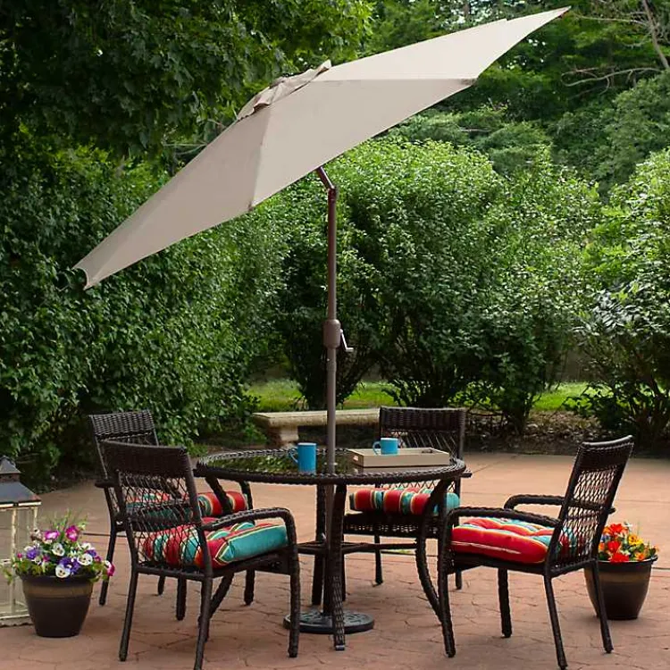 Outdoor Accent Furniture-Kirklands Home Taupe Tilt Hand Crank Outdoor Umbrella