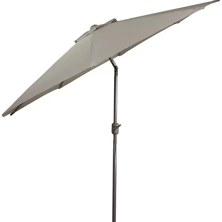 Outdoor Accent Furniture-Kirklands Home Taupe Tilt Hand Crank Outdoor Umbrella