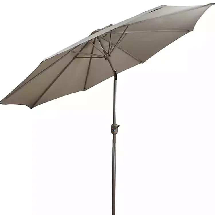 Outdoor Accent Furniture-Kirklands Home Taupe Tilt Hand Crank Outdoor Umbrella