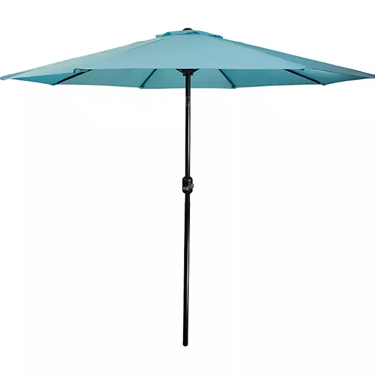 Outdoor Accent Furniture-Kirklands Home Turquoise Tilt Hand Crank Outdoor Umbrella Blue