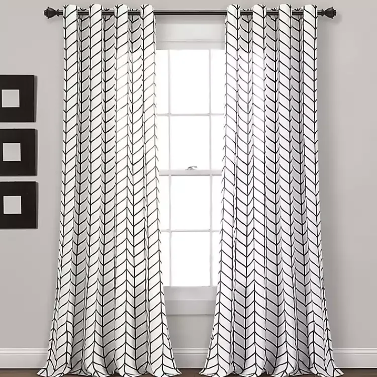 Curtains & Drapes-Kirklands Home Chevron 2-pc. Curtain Panel Set, 84 in. Black