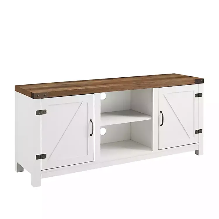 Tv Stands & Media Consoles-Kirklands Home Oak Farmhouse Double Door TV Stand