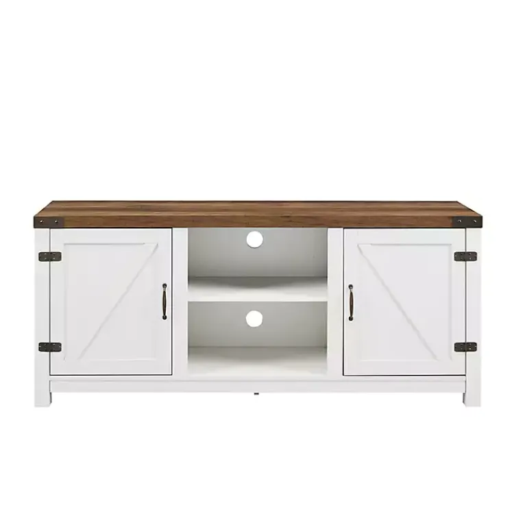 Tv Stands & Media Consoles-Kirklands Home Oak Farmhouse Double Door TV Stand