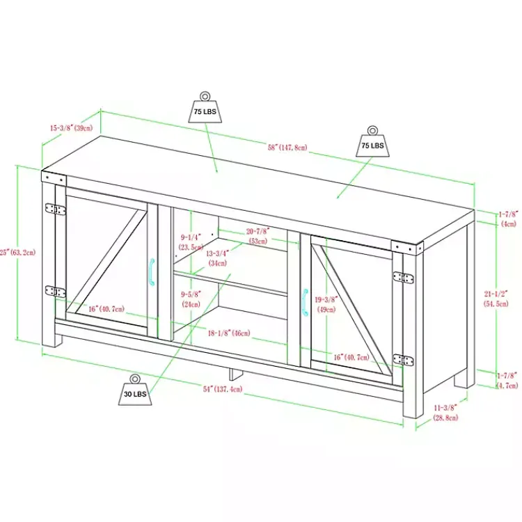 Tv Stands & Media Consoles-Kirklands Home Oak Farmhouse Double Door TV Stand