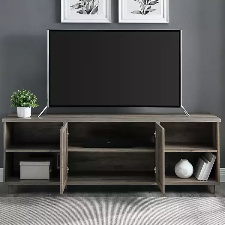 Tv Stands & Media Consoles-Kirklands Home wash Wood Helix Open Shelf TV Stand Gray