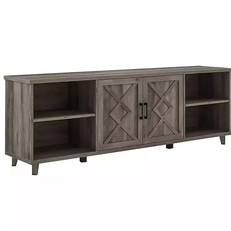 Tv Stands & Media Consoles-Kirklands Home wash Wood Helix Open Shelf TV Stand Gray