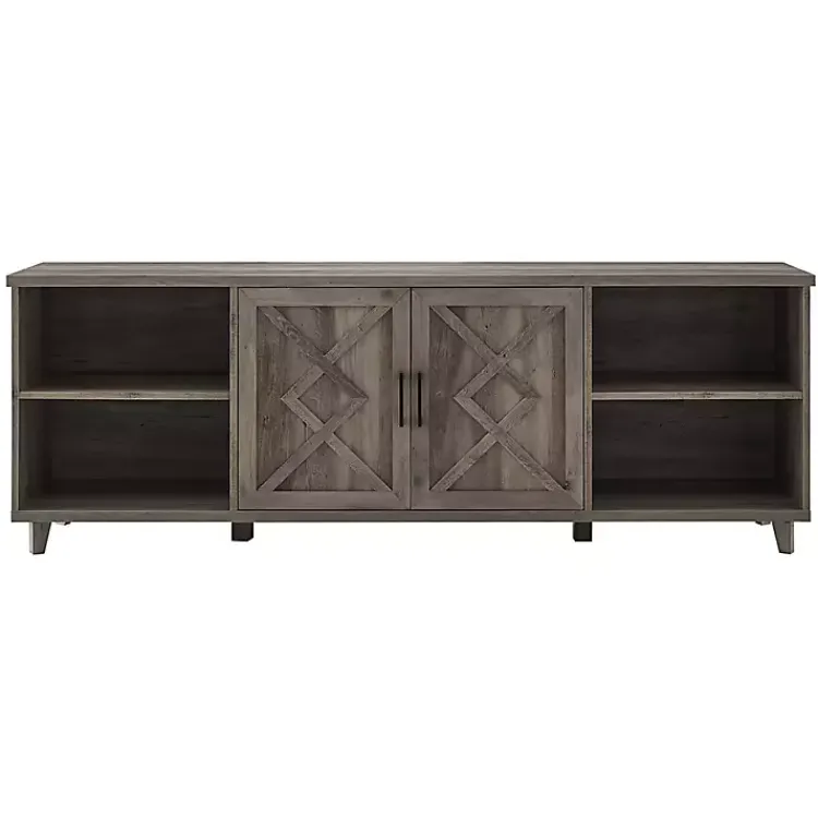 Tv Stands & Media Consoles-Kirklands Home wash Wood Helix Open Shelf TV Stand Gray