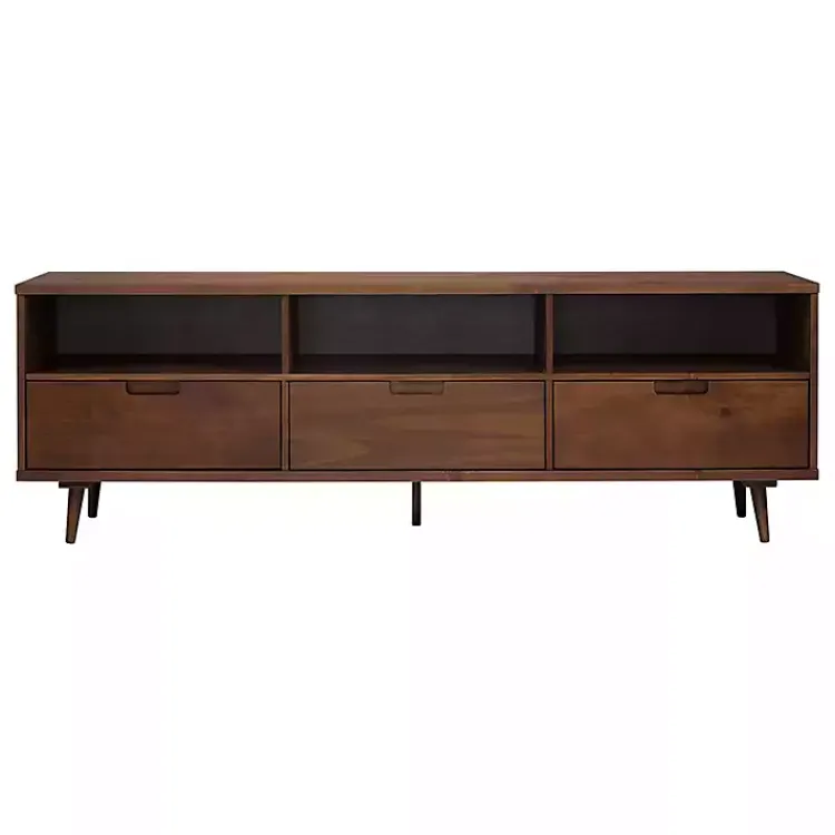 Tv Stands & Media Consoles-Kirklands Home Walnut 3-Drawer Wood TV Stand Brown