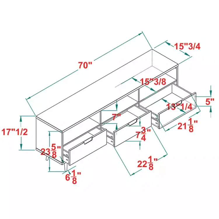 Tv Stands & Media Consoles-Kirklands Home Walnut 3-Drawer Wood TV Stand Brown