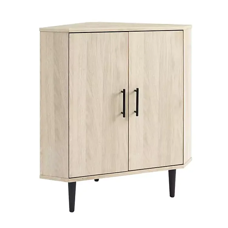 Cabinets & Sideboards-Kirklands Home Birch Wood Finish Corner Cabinet Tan