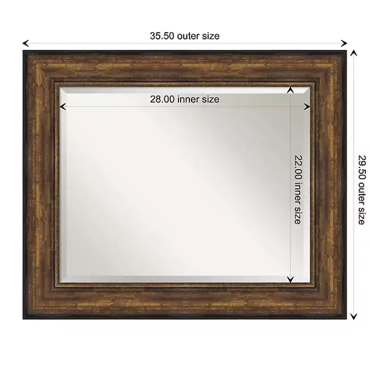 Decorative Mirrors-Kirklands Home Bronze Frame Beveled Mirror, 35.5x29.5 in.