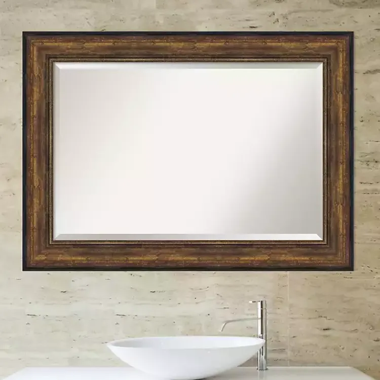 Decorative Mirrors-Kirklands Home Bronze Frame Beveled Mirror, 43.5x31.5 in.