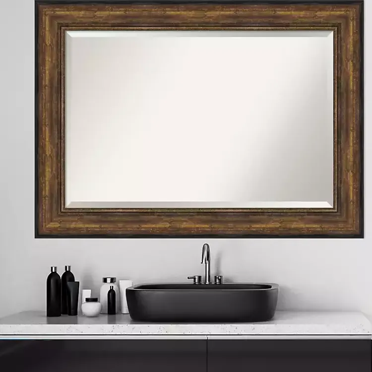 Decorative Mirrors-Kirklands Home Bronze Frame Beveled Mirror, 43.5x31.5 in.