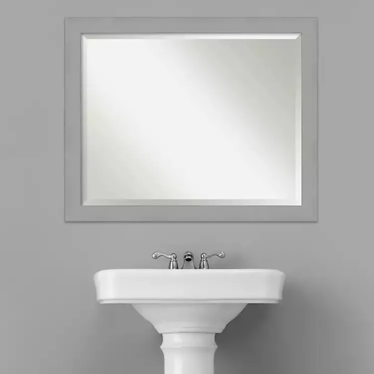 Decorative Mirrors-Kirklands Home Brushed Metallic Silver Frame Beveled Mirror