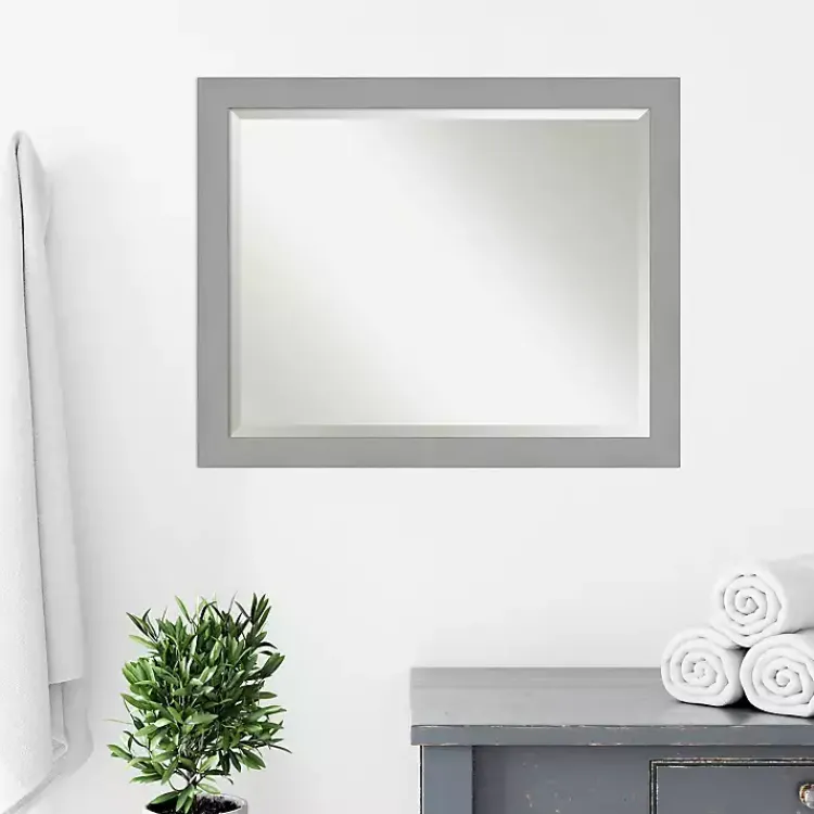 Decorative Mirrors-Kirklands Home Brushed Metallic Silver Frame Beveled Mirror