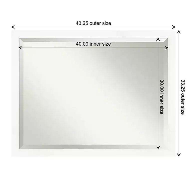 Decorative Mirrors-Kirklands Home Cabinet White Narrow Frame Beveled Mirror