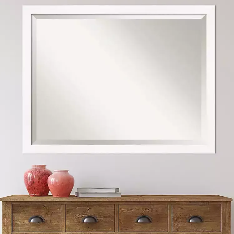 Decorative Mirrors-Kirklands Home Cabinet White Narrow Frame Beveled Mirror