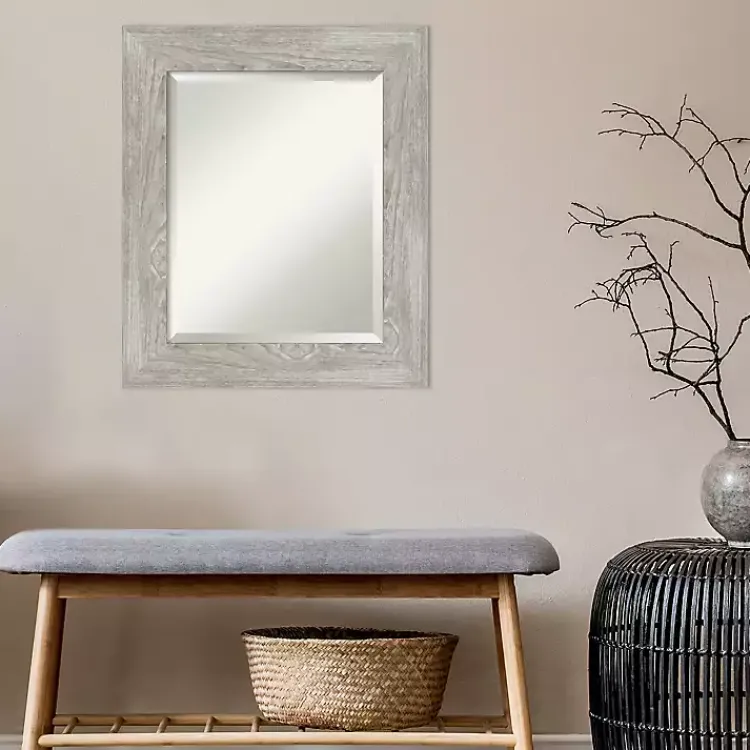 Decorative Mirrors-Kirklands Home Dove Gray Scoop Frame Beveled Mirror, 22x26 in.