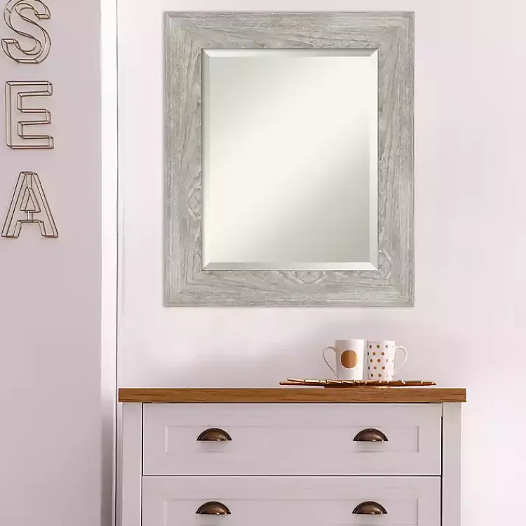Decorative Mirrors-Kirklands Home Dove Gray Scoop Frame Beveled Mirror, 22x26 in.