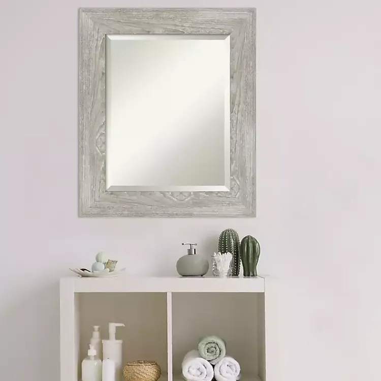 Decorative Mirrors-Kirklands Home Dove Gray Scoop Frame Beveled Mirror, 22x26 in.
