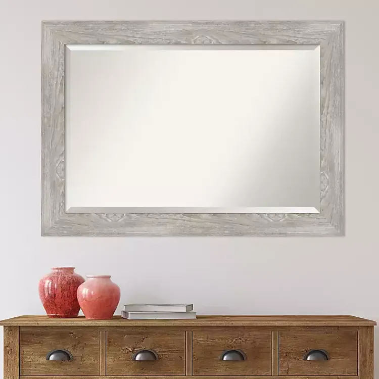 Decorative Mirrors-Kirklands Home Dove Gray Scoop Frame Beveled Mirror, 42x30 in.