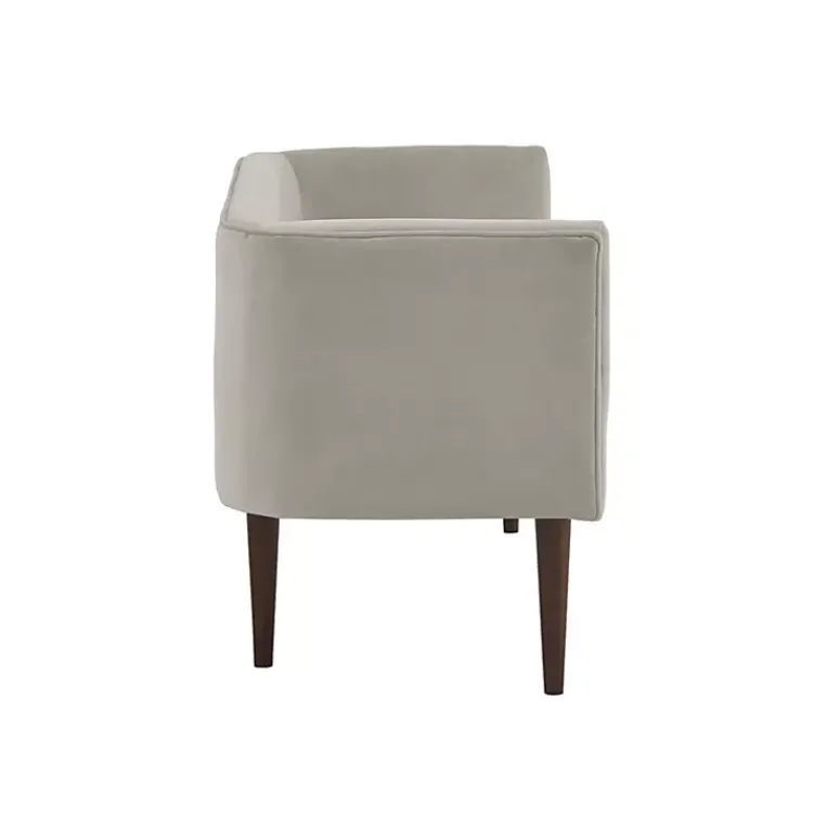 Sofas & Loveseats-Kirklands Home Cream Velvet Low Back Transitional Settee Ivory