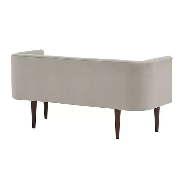 Sofas & Loveseats-Kirklands Home Cream Velvet Low Back Transitional Settee Ivory