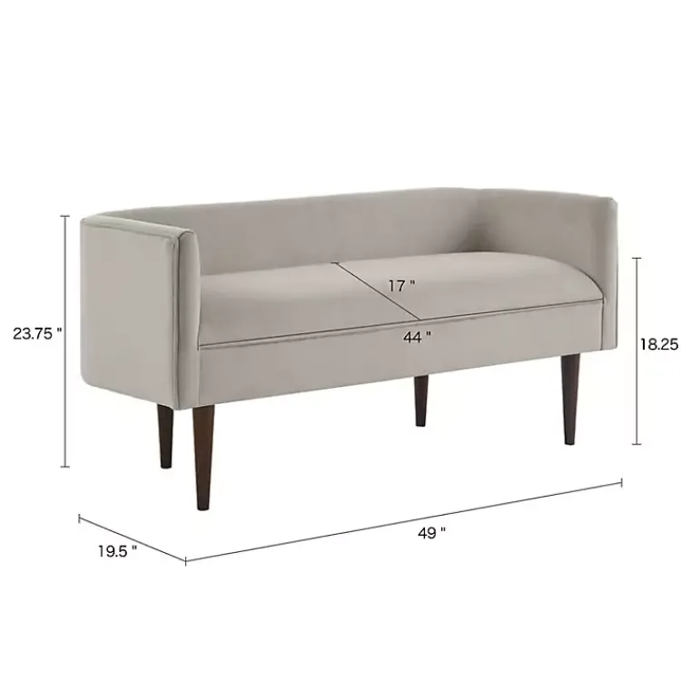 Sofas & Loveseats-Kirklands Home Cream Velvet Low Back Transitional Settee Ivory