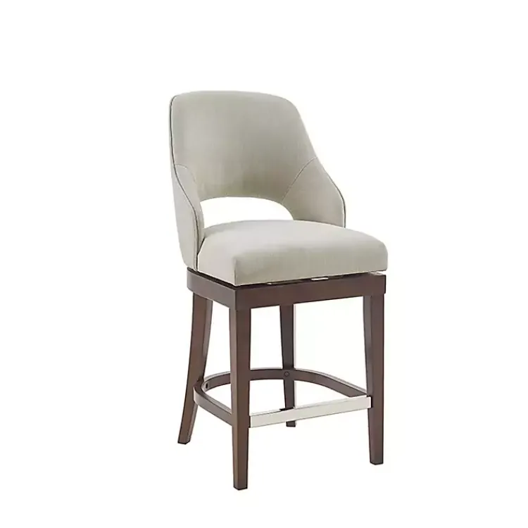 Bar Stools & Counter Height Stools-Kirklands Home Cream Open Back Swivel Base Counter Stool White
