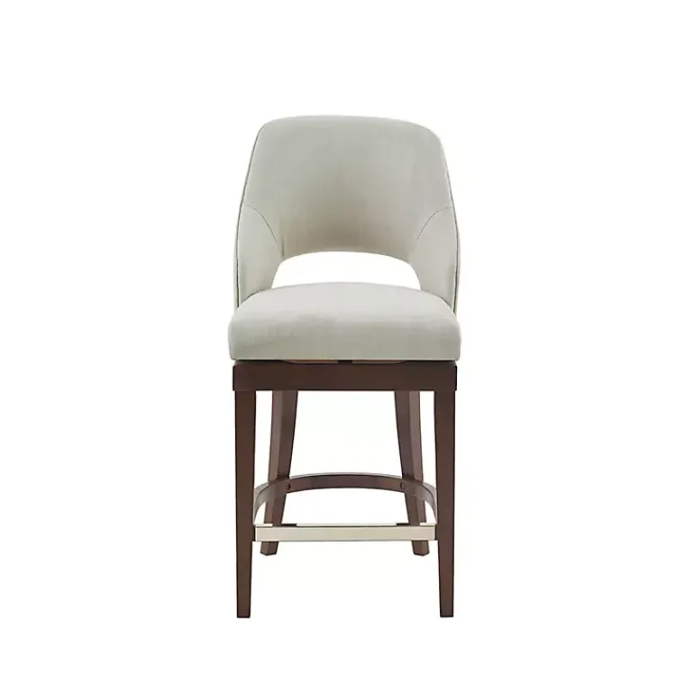 Bar Stools & Counter Height Stools-Kirklands Home Cream Open Back Swivel Base Counter Stool White